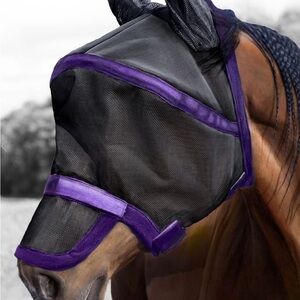 Harrison Howard Supreme Horse Fly Mask UV Protection with Detachable Nose Cover